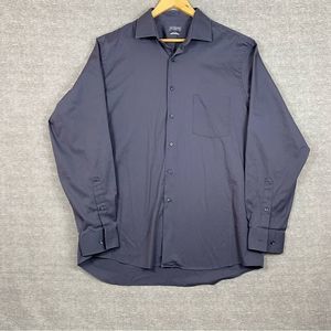 Van Heusen Mens Dark Grey Flex Regular Fit Long Sleeve Button Down Shirt  16 1/2